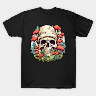 Kaleidoscope Enchantment Psychedelic Mushroom Skull T-Shirt